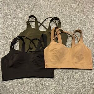Women's LuLu Lemon Cloud Bras Size 6 - Black, Olive, and Tan